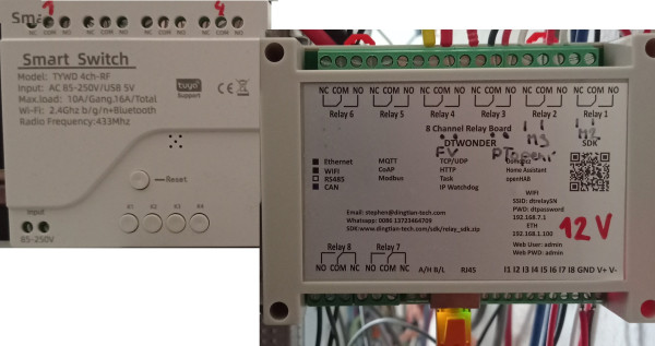 Výměna 4ch Tuya relé za 8ch ethernet