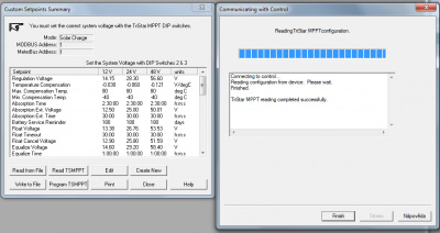 Postup načítání konfigurace z MPPT Tristaru 3
