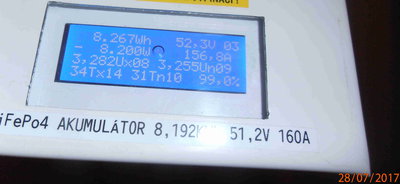 vybíjení akumulátoru proudem 156,8A
