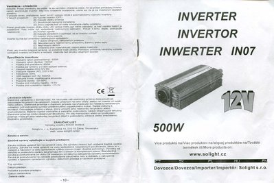 Invertor - Měnič IN07 12V/230V