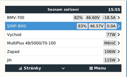 zobrazení na CCGX