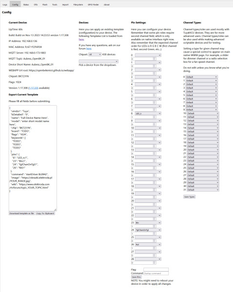 OpenBK config