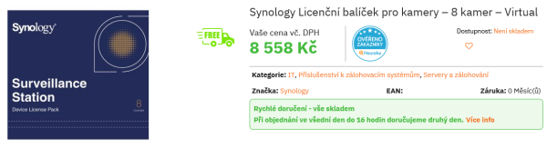Synology - licence pro 8 kamer