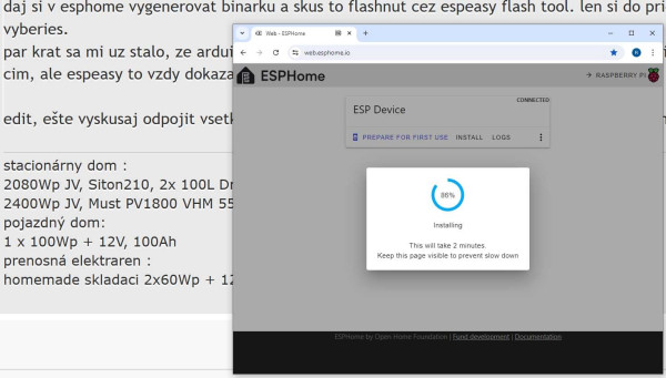 flash přes ESPHome