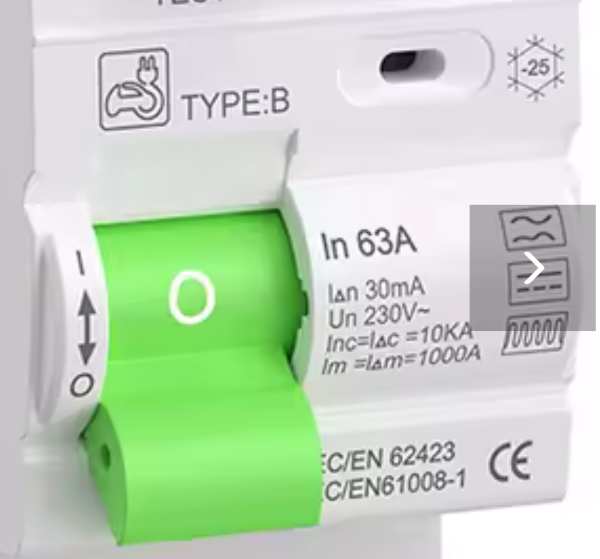 Proudový chránič RCCB RCD DC pro elektromobily, nabíjecí sloupek pro elektromobi.png