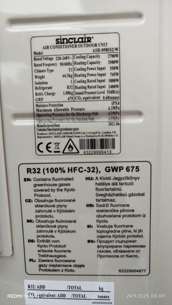 Štítek venkovní jednotka