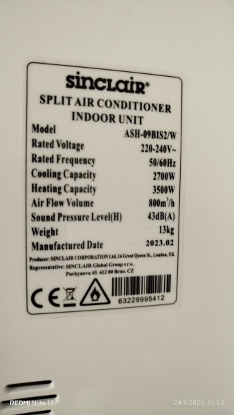 Štítek vnitřní jednotka