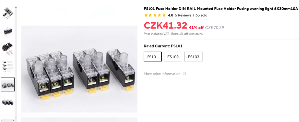 FS101 Fuse Holder DIN RAIL Mounted Fuse Holder Fusing warning light 6X30mm10A.png