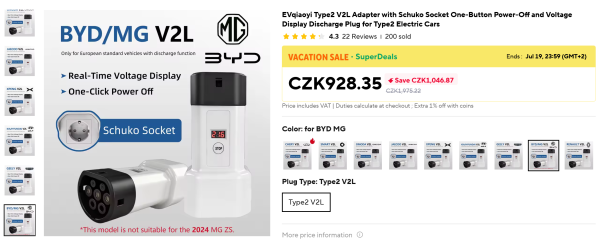 EVqiaoyi Type2 V2L Adapter with Schuko Socket One-Button Power-Off and Voltage Display Discharge Plug for Type2 Electric Cars.png