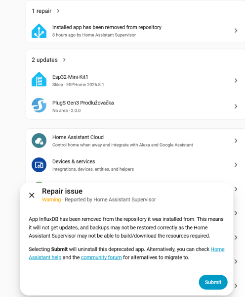 InfluxDB removed from repository.png