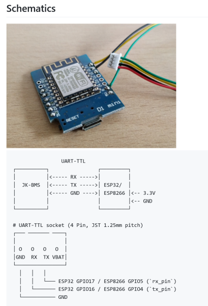 JK-BMS esp32 propojení